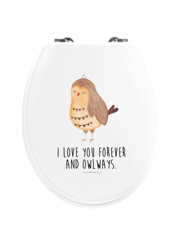 Mr. & Mrs. Panda Klodeckel Eule Zufrieden mit Spruch in Weiß