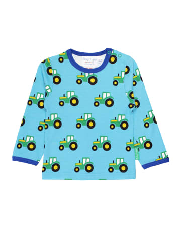 Toby Tiger Langarmshirt mit Traktor Print in blau