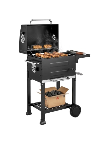 Outsunny Holzkohlegrill,75L x 59B x 94H cm,Schwarz