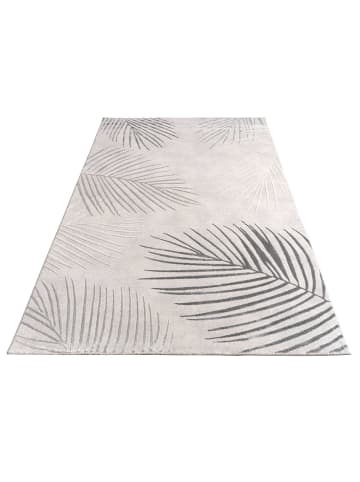 KADIMA DESIGN Teppich Kurzflor Blätter Wohnzimmer in Grau