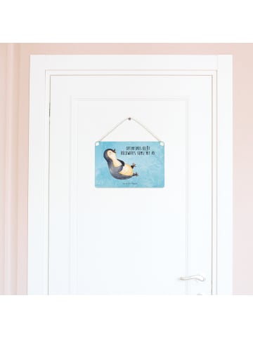 Mr. & Mrs. Panda holzbild Pinguin Lachen mit Spruch in Eisblau