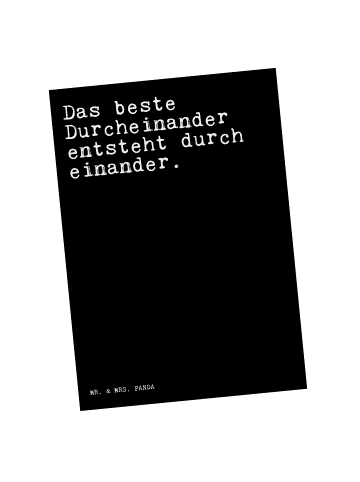 Mr. & Mrs. Panda Ansichtskarte Das beste Durcheinander entsteht.... in Schwarz