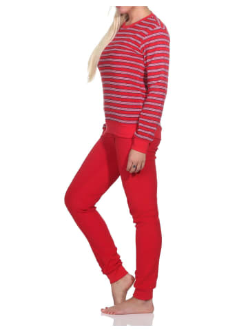 NORMANN Frottee Schlafanzug langarm Pyjama Bündchen - 82742 in rot