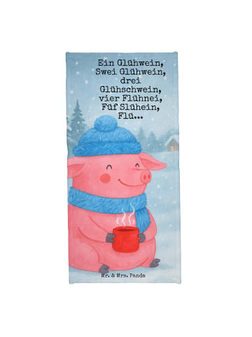 Mr. & Mrs. Panda Badehandtuch Schweinchen Glühwein Design mit Sp... in Eisblau