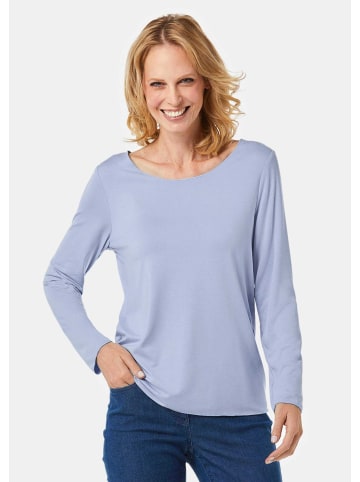 GOLDNER Shirt Kombistarkes Langarmshirt mit tonaler Zierkante in hellblau