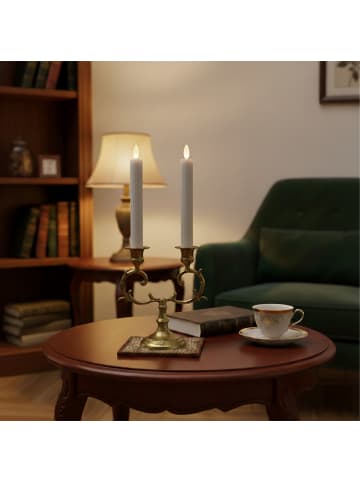 relaxdays 2 x LED Stabkerzen in Hellgrau