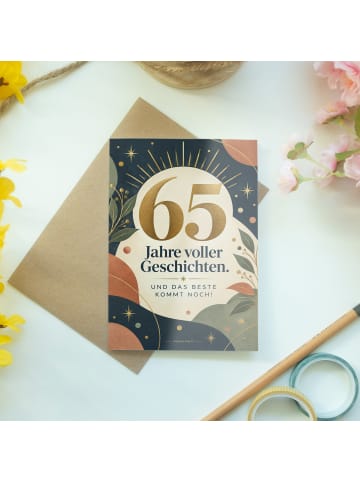 Geburtstagskarte 65. Geburtstag Zahl elegant De... in Weiß
