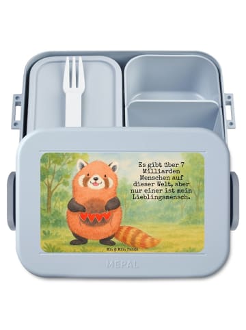 Mr. & Mrs. Panda Lunch Box Roter Panda Design mit Spruch in Blau Pastell