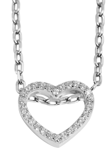 Adeliás Damen Anhänger – Herz Herzanhänger aus 925 Silber mit Zirkonia in silber