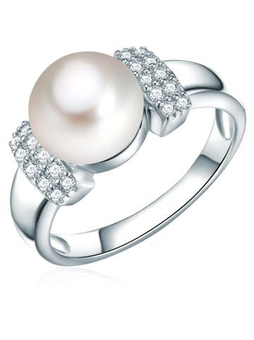 Valero Pearls Perlen-Ring Sterling Silber Zirkonia Süßwasser-Zuchtperle in silber