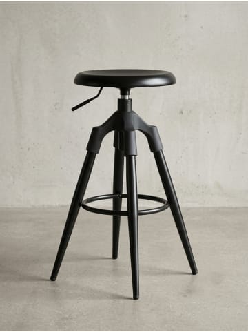 KADIMA DESIGN Industrie Barhocker TIBER, höhenverstellbar, drehbar, Eisenmaterial in Schwarz