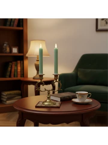 relaxdays 2 x LED Stabkerzen in Salbei