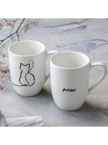 Villeroy & Boch 2er Set Kaffeebecher Cat Statement 280 ml in weiß