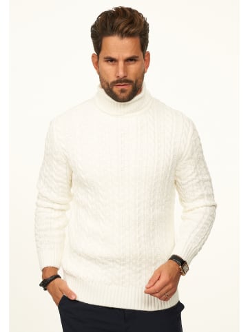 DAILY COTTON Strickpullover - als Grobstrick Pulli mit Zopfmuster für Herren in Ecru