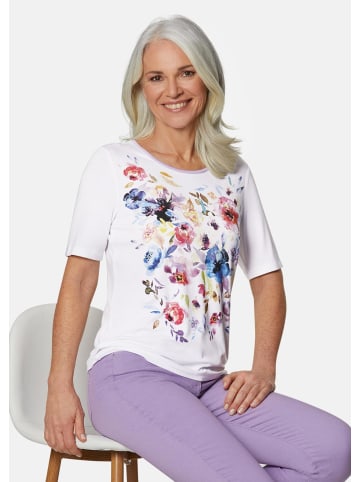 GOLDNER Druckshirt mit Blumenmotiv in weiß / gemustert