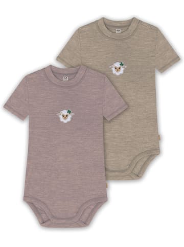Normani Outdoor Sports 2x Baby Merino Kurzarmbody in Rosa/Beige