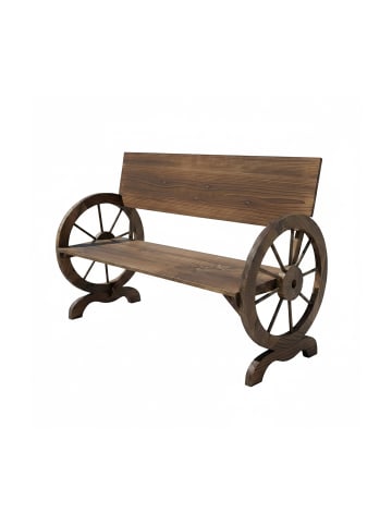 relaxdays Gartenbank "Wagenrad" in Dunkelbraun - (B)114 x (H)80 x (T)58 cm