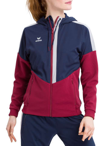 erima Damen Squad Trainingsjacke mit Kapuze in new navy/bordeaux/silver grey