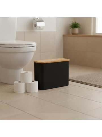 relaxdays Toilettenpapier Aufbewahrung in Schwarz - (B)45 x (H)34,5 x (T)15 cm