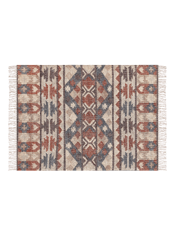 Beliani Geflochtener Teppich KALFA in Bunt/Beige/Braun - (W) 140 x (H) 0.6 x (L) 200 cm