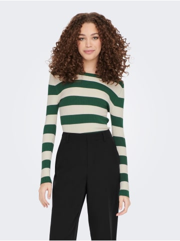 JACQUELINE de YONG Gestreifter Langarm Strickpullover Geripptes Basic JDYPLUM in Grasgrün