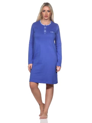 NORMANN langarm Nachthemd Kuschel interlock - 82178 in blau