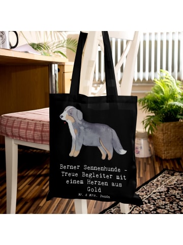 Mr. & Mrs. Panda Umhängetasche Berner Sennenhund Herz mit Spruch in Schwarz