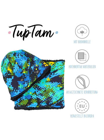TupTam Unisex Set Kinder Beanie Mütze Schlauchschal in grün/blau