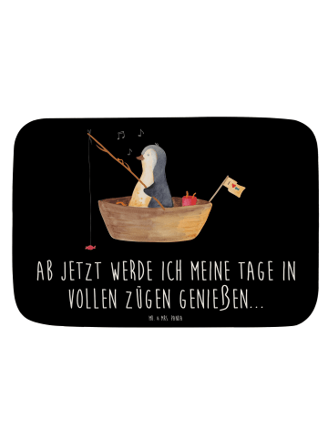 Mr. & Mrs. Panda Badematte Pinguin Angelboot mit Spruch in Schwarz