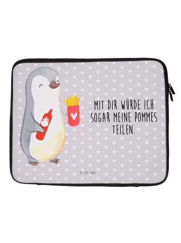 Mr. & Mrs. Panda Notebook Tasche Pinguin Pommes mit Spruch in Grau Pastell