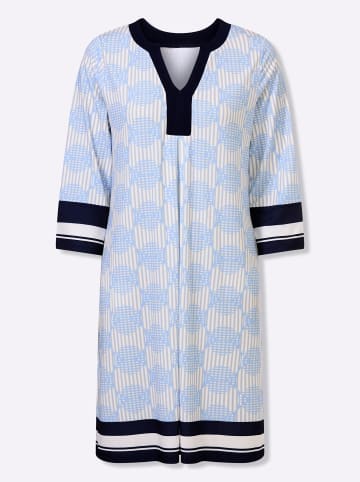 Heine Jerseykleid in eisblau-ecru-bedruckt