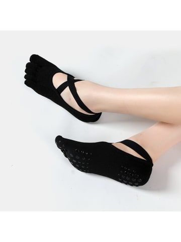 MUNADUNA 2er-Pack Glänzende Yoga/Pilates Zehensocken – Anti-Rutsch Mix