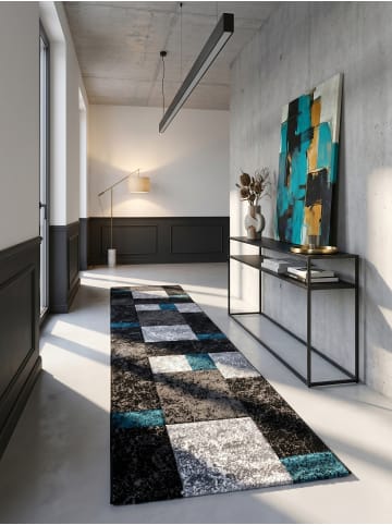 KADIMA DESIGN Teppich Kurzflor Waschbar Karo LATEMAR Strapazierfähig OEKO-TEX in Türkis