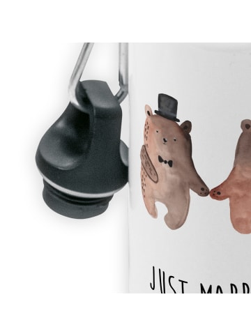 Mr. & Mrs. Panda Trinkflasche Bär Heirat mit Spruch in Weiß