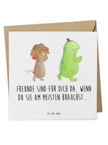 Mr. & Mrs. Panda Einladungskarte Schildkröte Maus mit Spruch in Weiß