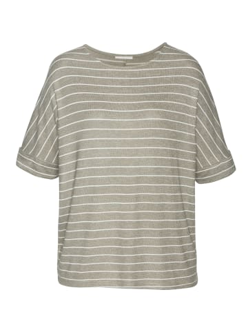 LASCANA Rundhalsshirt in khaki gestreift