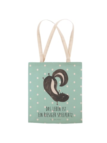 Mr. & Mrs. Panda Schultertasche Stinktier Handstand mit Spruch in Türkis Pastell