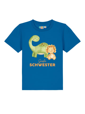 wat? Apparel T-Shirt Dinosaurier 06 Große Schwester in Blau