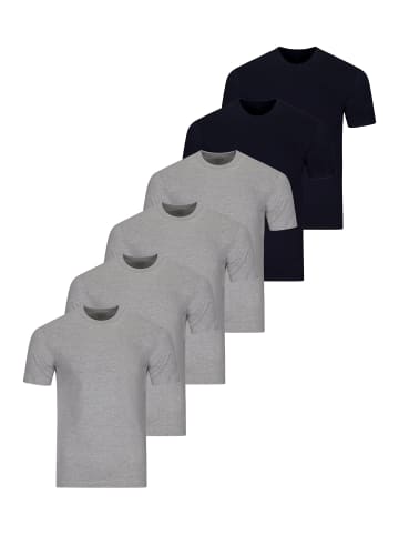 Ragman Unterhemd / Shirt Kurzarm Basic in Grau / blau