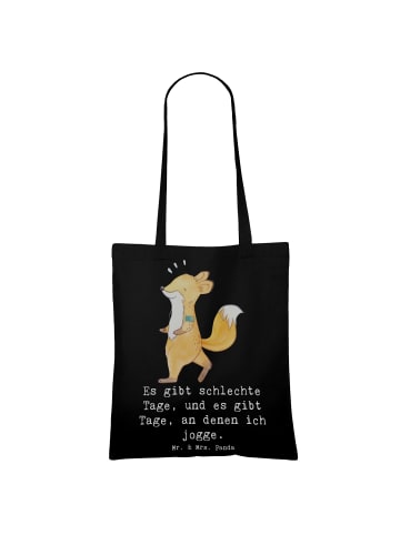 Mr. & Mrs. Panda Laptoptasche Fuchs Joggen mit Spruch in Schwarz