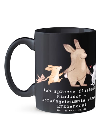 Mr. & Mrs. Panda Porzellantasse Erzieher Kindisch mit Spruch in Schwarz