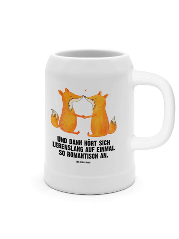 Mr. & Mrs. Panda Bierkrug Füchse Liebe mit Spruch in Weiß