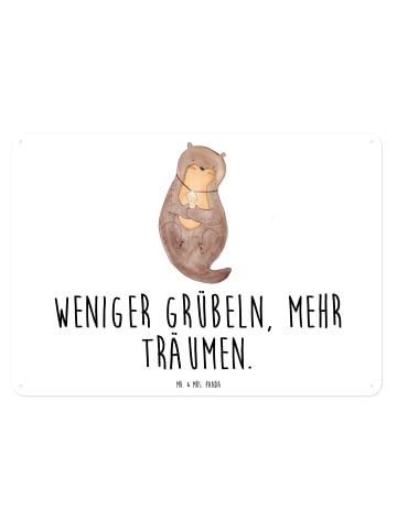 Mr. & Mrs. Panda Wandschild Metall Otter Muschel mit Spruch in Weiß