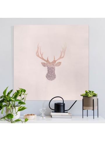 WALLART Leinwandbild - Glitzernder Hirsch in Rosa