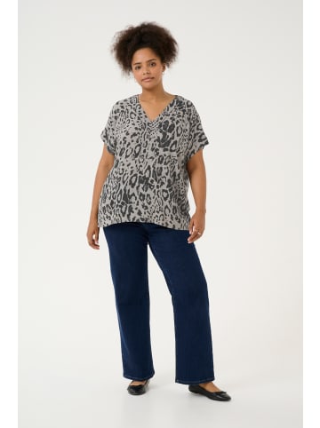KAFFE curve Kurzarm-Bluse KCmille in Moonstruck / Black Animal