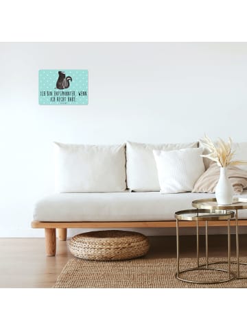 Mr. & Mrs. Panda Wandbild Stinktier Sitzen mit Spruch in Türkis Pastell