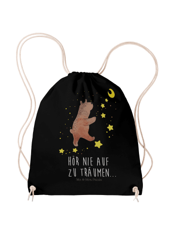 Mr. & Mrs. Panda Jutebeutel Bär Träume mit Spruch in Schwarz