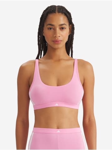 adidas Bralette Sport Active Essentials Cotton 3 Stripes in Pink