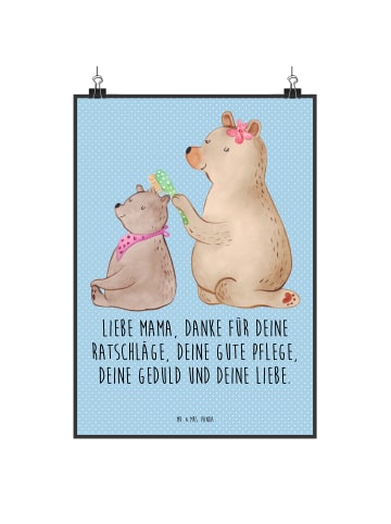 Mr. & Mrs. Panda Poster Bär Kind mit Spruch in Blau Pastell