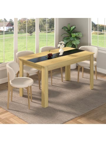 VCM Esstisch Küchentisch B. 140 x T. 80 cm Disalo in Honig-Eiche / Anthrazit